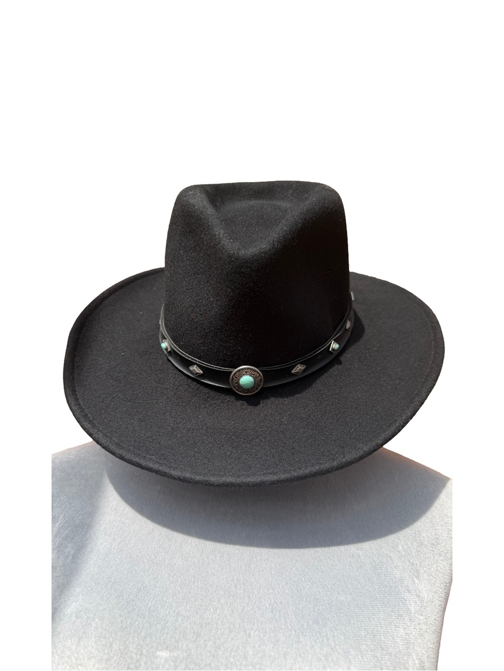 Cody James Mens Black Wool Cowboy Hat Turquoise Concho Western Boho Festival M